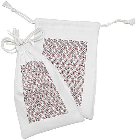 Conjunto de bolsas de tecido geométrico de Ambesonne de 2, flores de trippy com formas em nova imagem moderna, pequeno saco de cordão