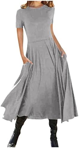 Trebin Fashion Fashion Summer Solid Color Sleeve Pocket Pollover Dress