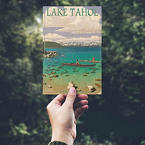Lake Tahoe, caiaques em Secret Cove Birch Wood Wall Sign
