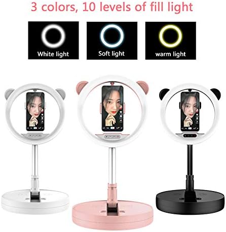 N/D Luz de anel de LED portátil luz dobrável com 3 modos 10 brilho, suporte para transmissão ao vivo, selfie, maquiagem