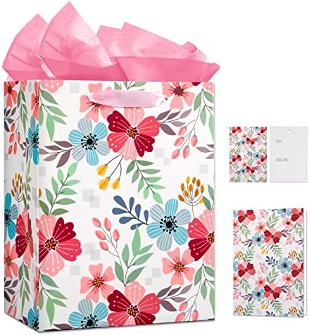 Facraft Mothers Day Gift Sachs com papel de seda 11,5 Médio do dia das mães Bolsa de presente com alças Sacos de presentes