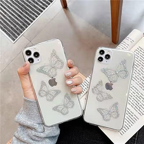 Lusamye iPhone 14 Pro Max Case com protetor de tela, design fofo de borboleta, capa de telefone esclarece