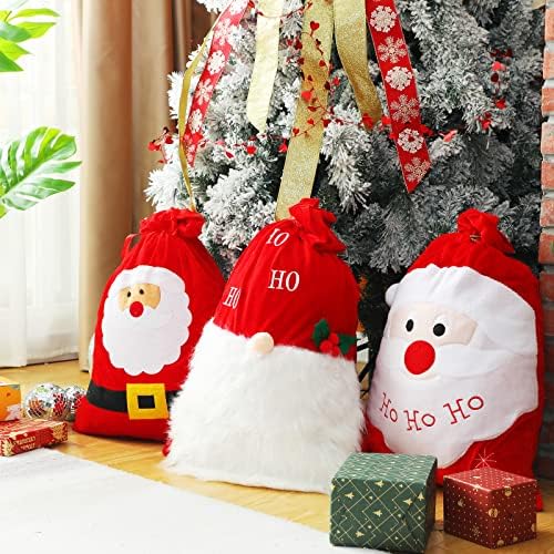 NUOGO 6 PCs grandes sacos de natal de veludo de grande porte saque de presente de veludo de tamanho grande Papai Noel Sacos