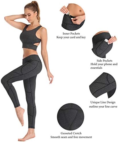 Leggings de treino para ginástica feminina de raypose para mulheres barragem de controle de ioga com bolsos altos