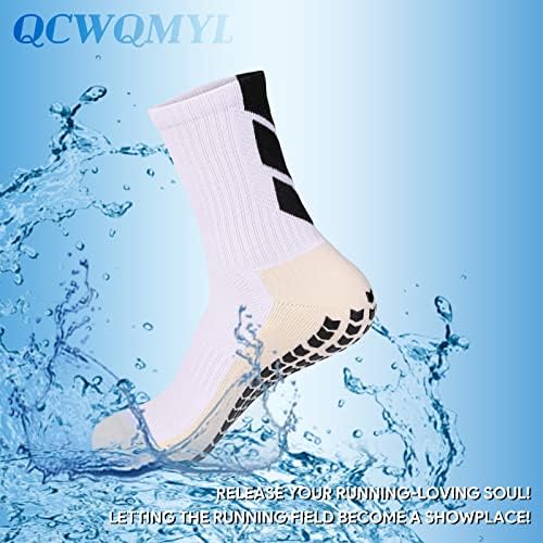 Qcwqmyl 1/3/4 pares de meias de futebol não deslizantes masculinas de ioga para o futebol Basketball Pilates Ballet Training Athletic