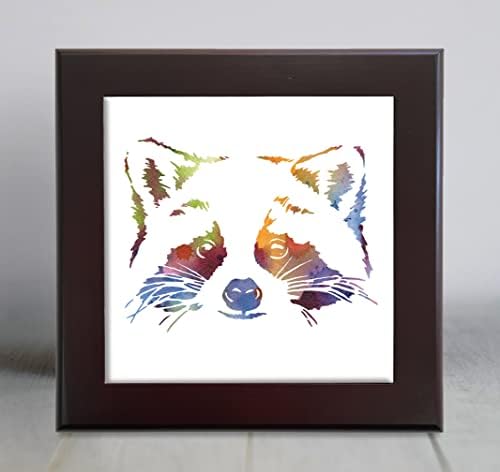 Raccoon Abstract Watercolor Art Decorative Tile