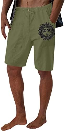 Shorts de linho de algodão meymia masculino, 2023 Summer Men Relaxed Rick Dry Print Camping Travel Praia curta com bolsos