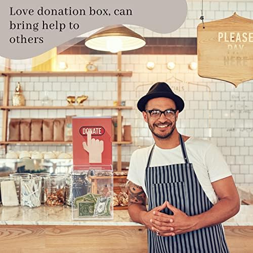 Juexica Tall Acrílico Caixa de doação de sugestões com bloqueio 6,7 x 5 x 8 polegadas Clear Clear Box Box Caixa de comentários