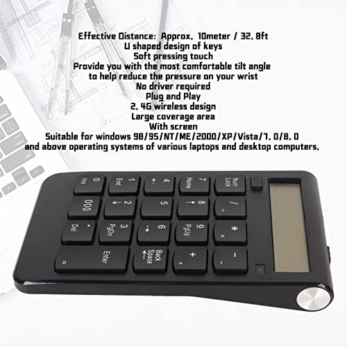 NAROOTE NUMERIC KEYPAD, preto 19 keys Abs 32,8 pés Distância efetiva Pad com tela com tela para laptop