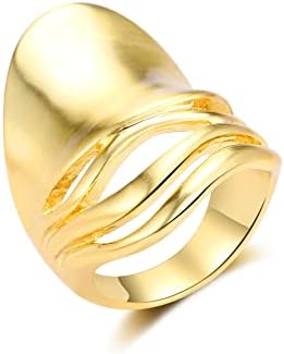 Aprilery Gold Rings for Women, Fashion 18K Gold Batled Ring Declaração Ring Band Flower Flower Flower Design Cocktail Fantasum Jóias para meninas Presentes para adolescentes para ela