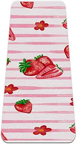 Strawberries de aquarela listrada premium de ioga grossa MAT ecológico Saúde e fitness não deslizam para todos os