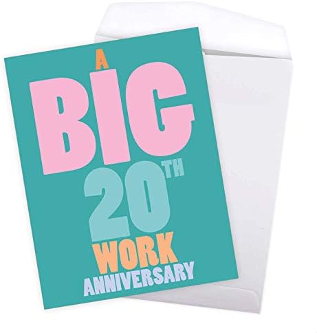 Nobleworks - 20º Cartão de Aniversário de Trabalho Jumbo - Big NotCard for Funcionários Anniversários, 20 anos - Anos no trabalho