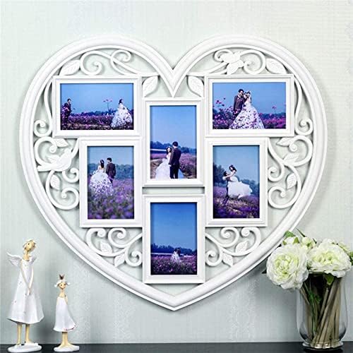N/Um coração em forma de coração Big White pendure colagem fotográfica Casamento ou amantes Presente Decoração da casa Multi Photo Frame 6 Fotos