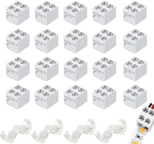 Conectores de luz de fita LED, embalagem 4 de conectores de 2 pinos em forma de L para luzes de tira de 8 mm, adaptador sem