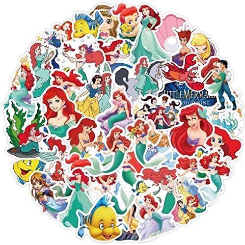 Adesivos de sereia de desenhos animados Decorações 50pcs, vinil WaterPro de adesivos de festa de festa temática