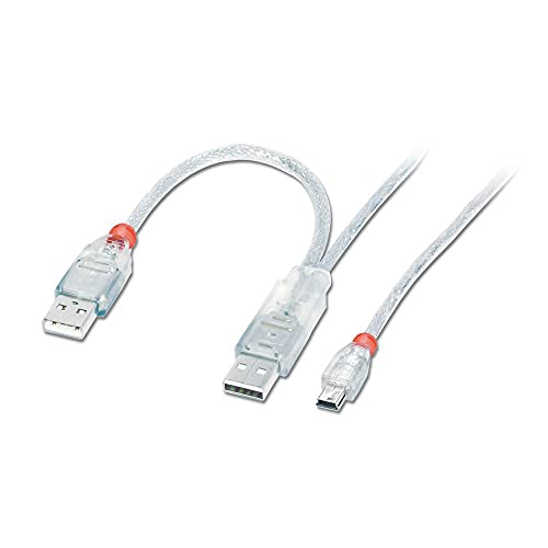 Cabo USB 2M Lindy - potência dupla, 2 x Tipo A a Mini B, USB 2.0