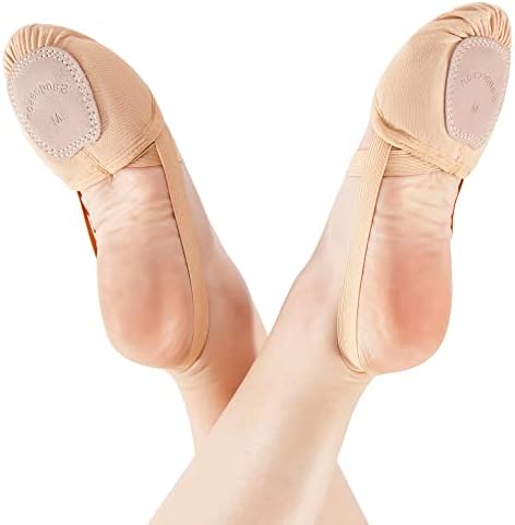 Sapatos Sangeson Half Sole Dance - Sapatos de piruetos de tela elástica para balé, lírico, moderno, dança de jazz e contemporânea