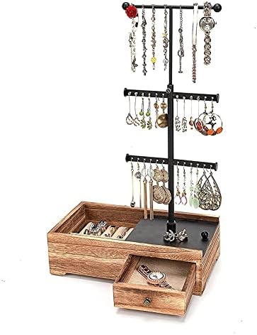 Lokoc Storage Box Jewelry Stand - suporte do colar do colar com gaveta escondida Ajuste Ajuste Jóias de jóias Tree