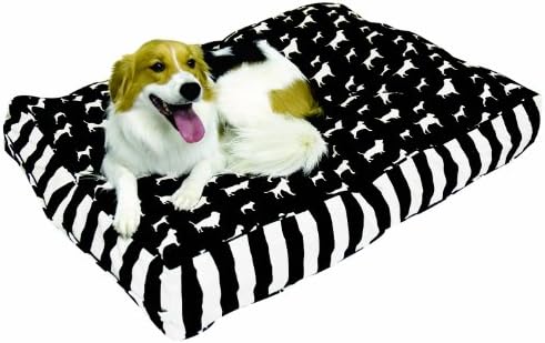 Happy Hounds Buster Medium 30 por 42 polegadas de cama de cachorro, preto/branco