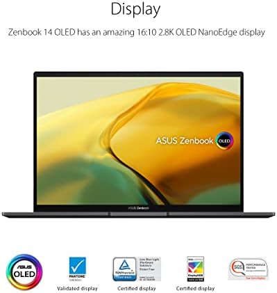 ASUS ZenBook Laptop OLED 14 ”2,8k OLED Touch Display, AMD Ryzen 7 5825U CPU, Radeon Graphics, 16 GB de RAM, 512 GB PCIE SSD, Windows 11 Home, Jade Black, UM3402ya-db74t