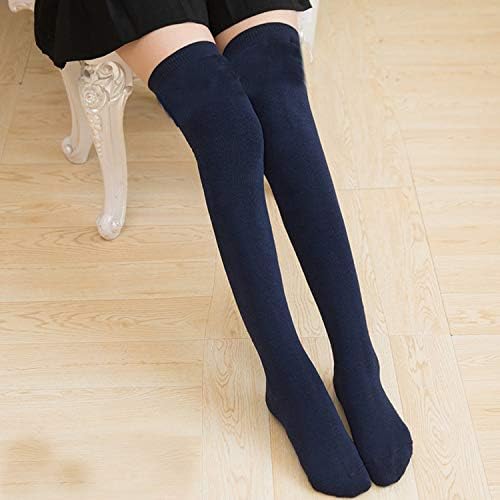 Drechow 6 pares de meias altas da coxa listradas sobre meias finas de joelho longas para mulheres mais quentes da perna