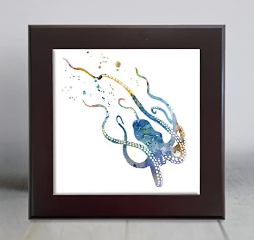 Octopus azul abstrato aquarela Arte decorativa