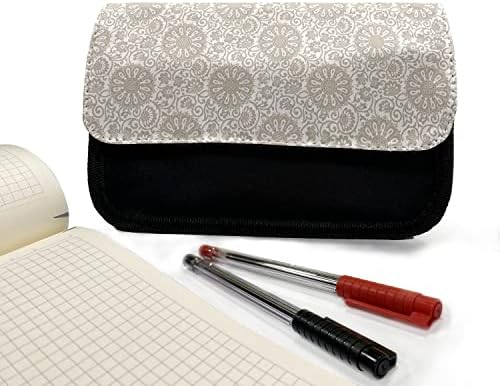 Caixa de lápis geométrica lunarável, motivo inspirado em damasco, bolsa de lápis de caneta com zíper duplo, 8,5 x 5,5,