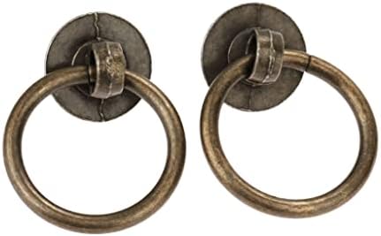 Zlxdp 2pcs botões de anel manusera de bronze antigo pull w/parafusos decoração armário de mobiliário de cozinha armário