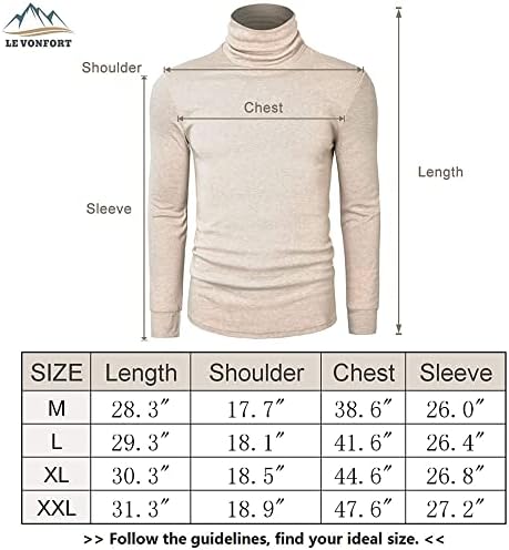 Le Vonfort Mens Turtleneck de manga longa T camisetas Slim Fit Térmica Pullover leve Térmica