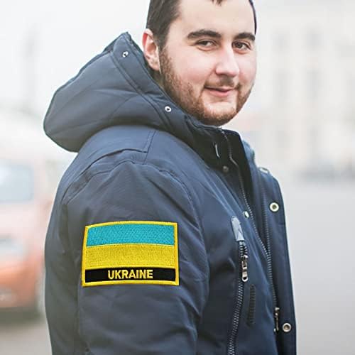 Slakkenreis Ukraine Flag e Tryzub ucraniano Bat de Arms Shield Borderyer Set, como mostrado um tamanho