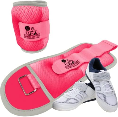 Pesos do pulso do tornozelo dois 1 libras - pacote rosa com sapatos Venja Tamanho 8.5 - Branco