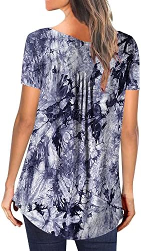 XIPCOKM Feminino V-shirt de pescoço Moda de verão Blusa de pulôvera de manga curta de manga curta Button Up Tunic