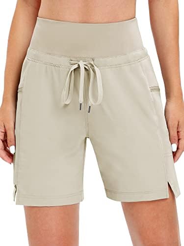 Shorts de caminhada femininos de desejos com bolsos com zíper 7 Long Bermuda Shorts de carga rápida seca shorts de verão leves para mulheres