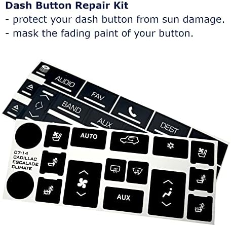 Ombialo AC Radio Dash Button Reparar adesivos de adesivos compatíveis com Cadillac 2007-2014 Escalade Esv ext