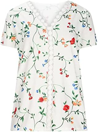 Mulheres blusas e tops moda renda túnica macia vneck manga curta tshirts spring tshirts floral borboleta pulsão
