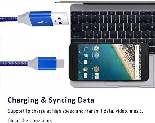 Cabo USB tipo C, Pofesun USB A para USB-C de carregamento rápido de nylon de nylon USB C Cabo C compatível com Samsung Galaxy S10E S10
