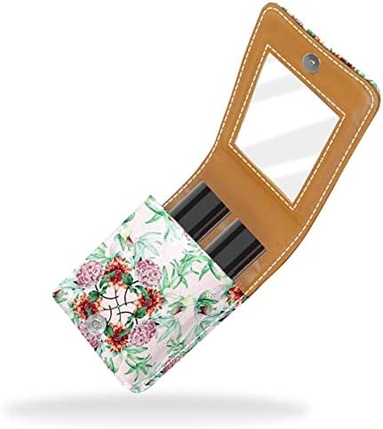 Caixa de batom de Oryuekan, bolsa de maquiagem portátil fofa bolsa cosmética, organizador de maquiagem do suporte do batom, orquídea Hydrangea Flores florais vintage