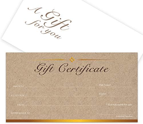 Certificados de presente em branco 25set - Imagem Kraft - vem com envelopes correspondentes gratuitos - pequenas empresas,