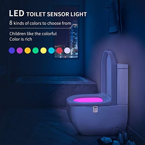 Aanrasey Toilet Night Light, Luz do vaso sanitário, sensor de movimento ativado Night Light, luz do banheiro de 8 cores