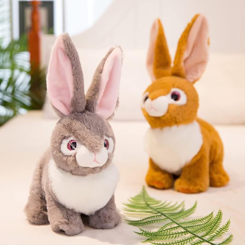 Brinquedo de pelúcia de coelho cinza, travesseiro de boneca de coelho recheado e fofo para crianças aniversário, 32cm