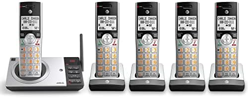 AT&T CL82507 DECT 6.0 Telefone sem fio de 5 mão para casa com a máquina de atendimento, bloqueio de chamadas, locutor de identificação
