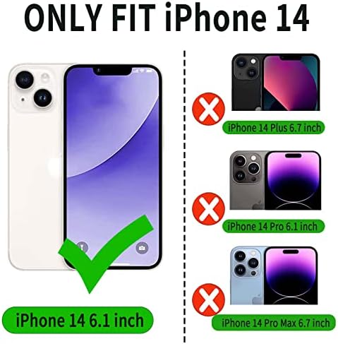 Vanavagy iPhone 14 Carteira para mulheres e homens, o iPhone 14 Cheel Celle Celular Case suporta carregamento sem fio com o suporte