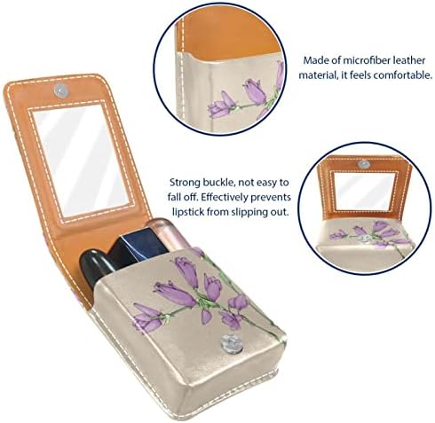 Oryuekan maquiagem batom titular mini bolsa de viagem bolsa de cosméticos, organizador com espelho para uma festa de casamento externa de dama de honra, pastoreável flor roxa vintage floral