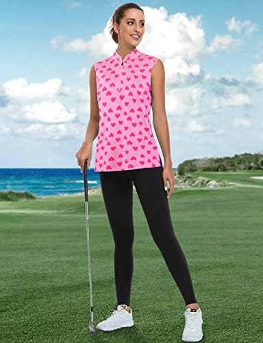 Misyula Womens Golf camisetas zípeira de colarinho de pólo de pólo pólo tênis atlético Tops