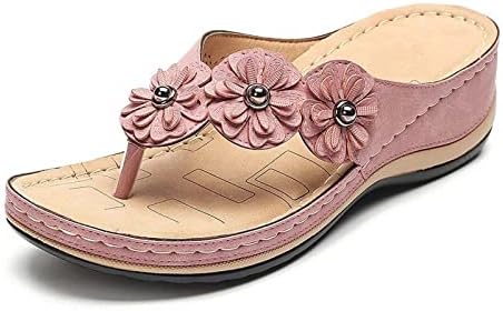 Slippers for Women Arch Apoio Sandálias Ortopédicas de Moda Flores de Flor Casual Casual Flip Flop Day da Mãe