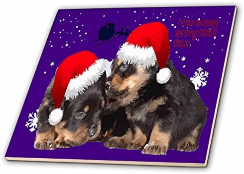 3drose Taiche - Vector Art - Christmas Puppy - Puppy Primeiro Natal - Tiles