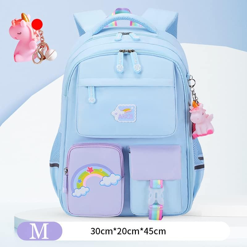 LSWRLIXA Kids School Backpack Unicorn Bookbag para meninos Meninos Backpack à prova d'água Bolsa de viagem Blue Medium Blue Medium
