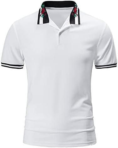 Camisas de golfe polo de manga curta para homens rosa bordando uma camisa de hóia henley, camiseta atlética de colarinho