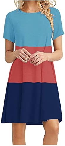Vestido de camisa de verão casual feminino moda moda colorida mini vestido de vestido plissado de vestido fluxo praia de praia
