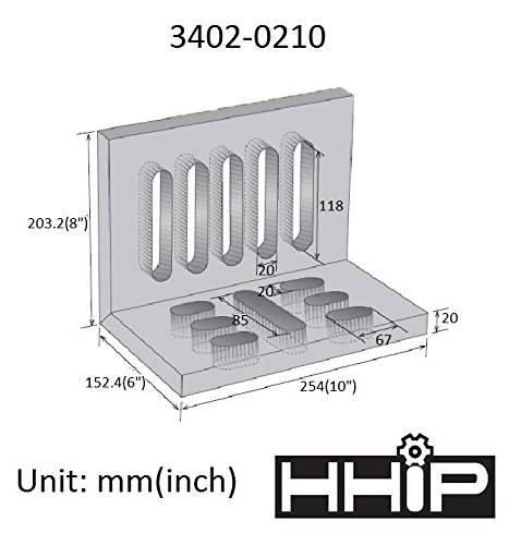 Hhip 3402-0210 10 x 8 x 6 placa de ângulo com fenda, aberta